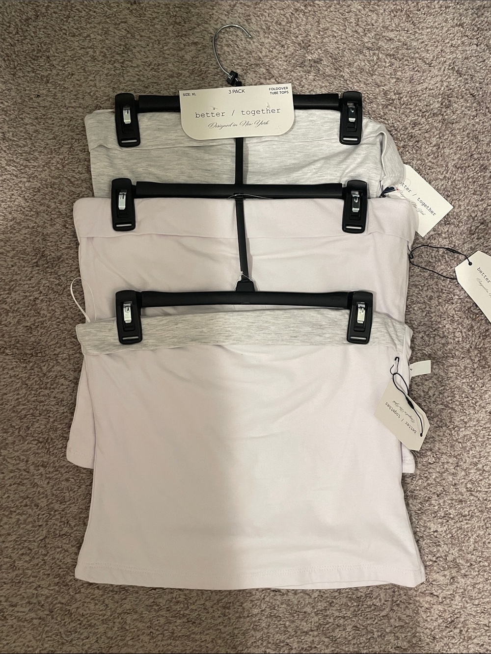 Better together 3 fold over tube tops gray/white xl nwt